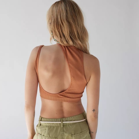 Out From Under Soko Seamless Asymmetrical Bra Top, Size XS/S, Deep Orange - Picture 2 of 5